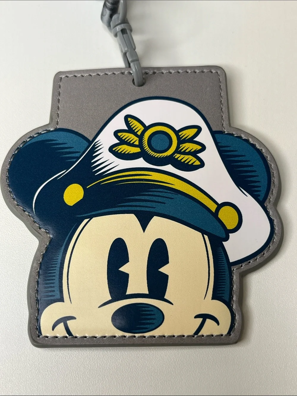 Disney Mickey Captain Lanyard ID Badge Holder in Grey, Navy and Cream